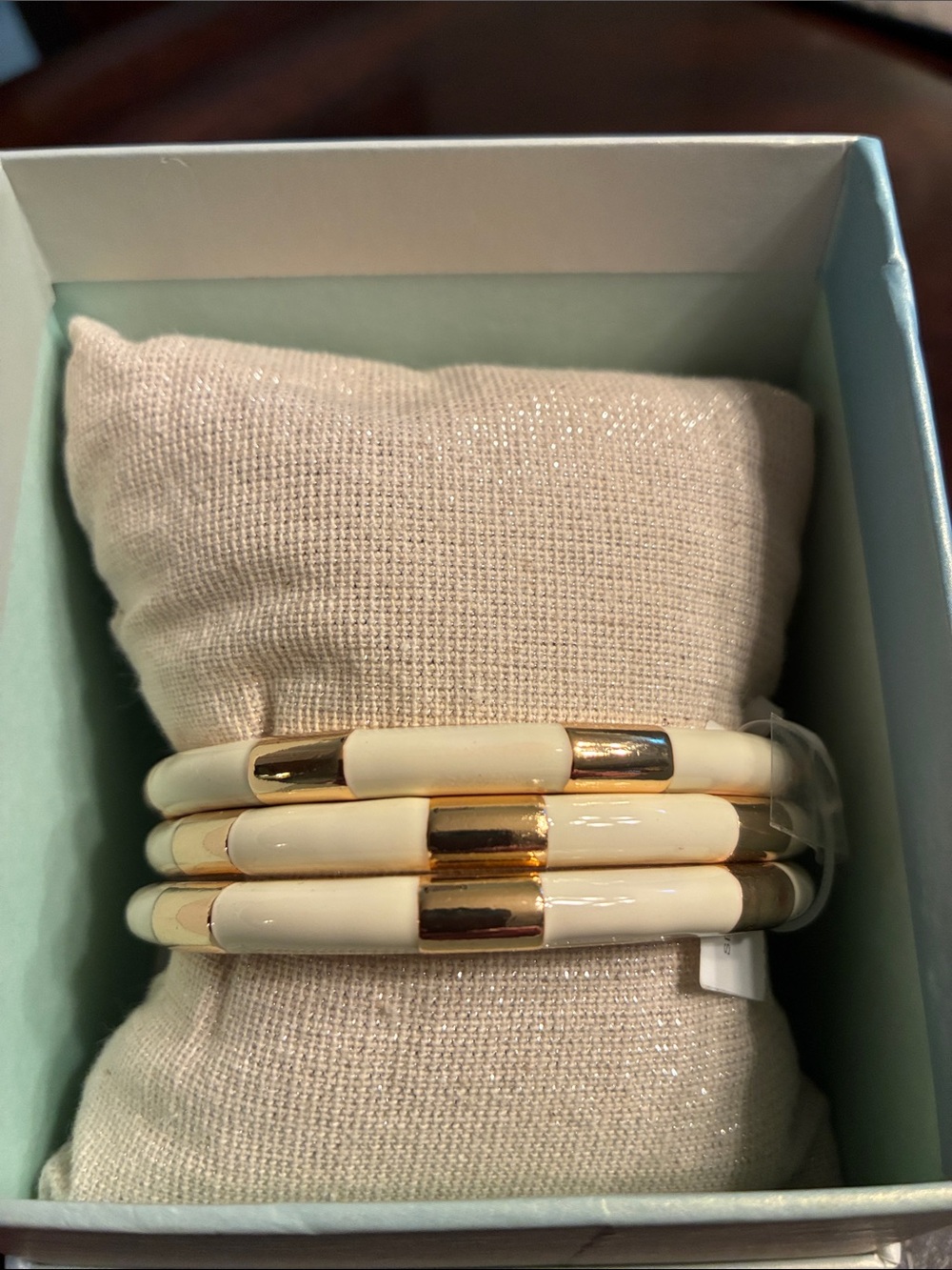 Piper Cream and Gold Stackable Bangle Bracelet Set